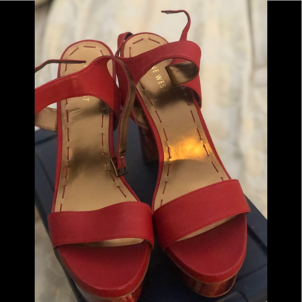 NWOT Red Platform Sandal
